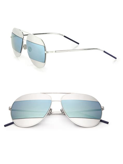 dior unisex split1 59mm sunglasses|Dior Split Silver, Blue Mirror Pilot Unisex Sunglasses.